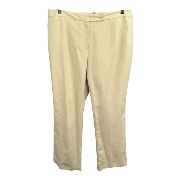 Talbots Woman Linen Blend Lined Trouser Pants Size 18 Petite Neutral NWT - Picture 1 of 8